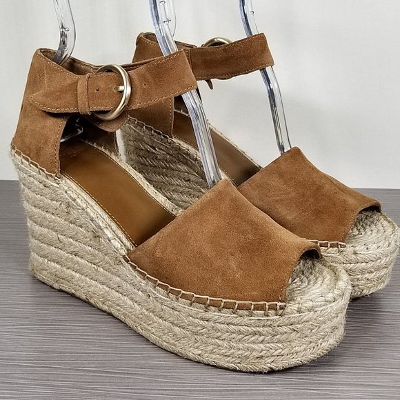 Marc Fisher LTD Alida Espadrille Platform Wedge, Brown Suede, Womens Size 9.5 M - Picture 3 of 11